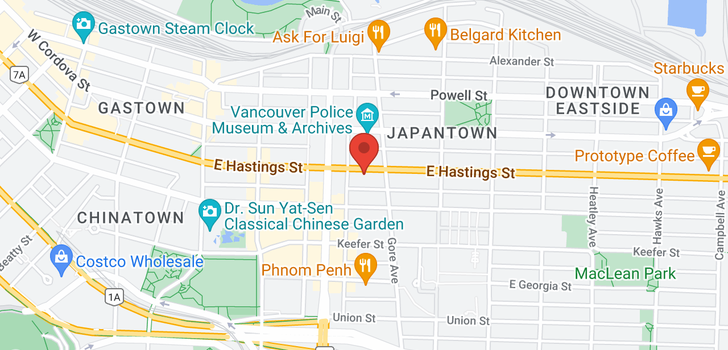map of 256 983 E HASTINGS STREET